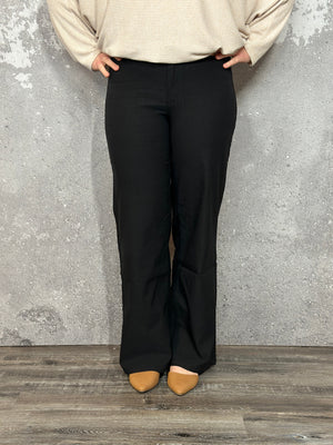 Hyperstretch Colored Wide Leg Mid rise Pant - Black - FINAL SALE