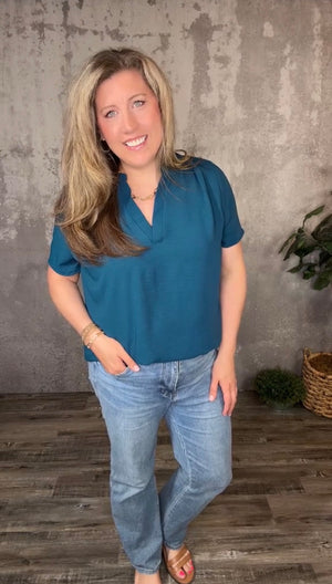 Teal Vneck Top (Curvy Only)