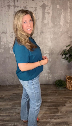 Teal Vneck Top (Curvy Only)