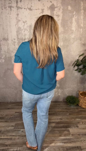 Teal Vneck Top (Curvy Only)