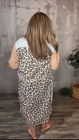 Stripe Leopard Dress/Duster (Curvy Only)