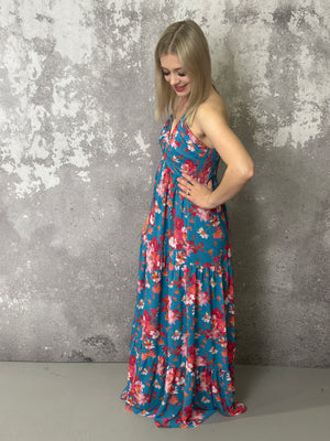 Teal Floral Maxi Dress- FINAL SALE