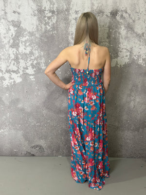 Teal Floral Maxi Dress- FINAL SALE