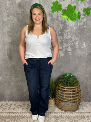 The Becky Button Tank - White