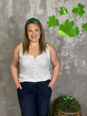 The Becky Button Tank - White