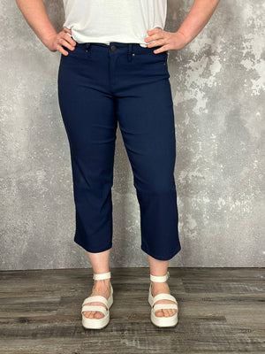 Hyperstretch Wide Leg Relaxed Fit Crop - NAVY (Small - XL)