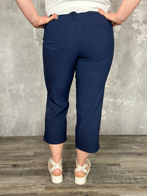 Hyperstretch Wide Leg Relaxed Fit Crop - NAVY (Small - XL)