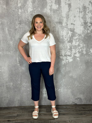 Hyperstretch Wide Leg Relaxed Fit Crop - NAVY (Small - XL)