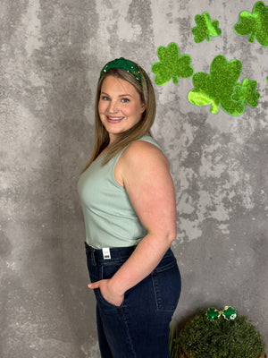 Ribbed One Shoulder Bodysuit - Sage (Small - 3X) - FINAL SALE