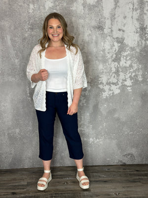 Hyperstretch Wide Leg Relaxed Fit Crop - NAVY (Small - XL)
