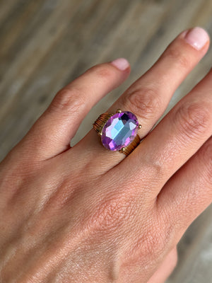 Adjustable Teardrop Ring - Purple