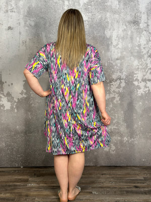 Wrinkle Free Shift - Grey Multicolor - FINAL SALE