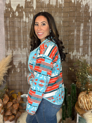 Aztec Fleece - Blue/Orange