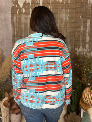 Aztec Fleece - Blue/Orange