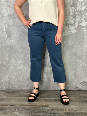 RFM Chloe Wide Leg Tummy Control Denim Crop - Slate Blue (sizes 00-24)- FINAL SALE