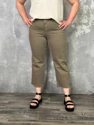 RFM Chloe Wide Leg Tummy Control Denim Crop - Latte (sizes 00-24)- FINAL SALE