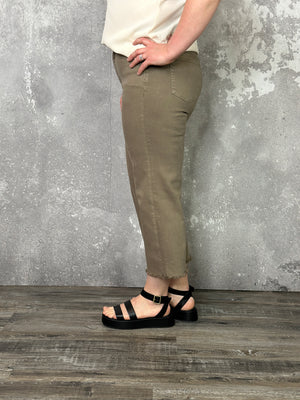 RFM Chloe Wide Leg Tummy Control Denim Crop - Latte (sizes 00-24)- FINAL SALE