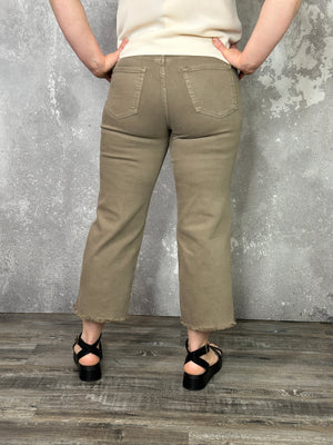 RFM Chloe Wide Leg Tummy Control Denim Crop - Latte (sizes 00-24)- FINAL SALE