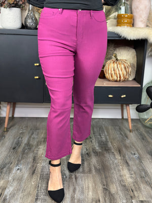 Hyperstretch Straight Leg Crop - Berry Rose (Small - 3X)
