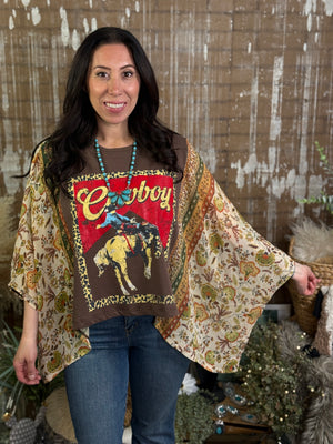 Cowboy Dolman Top - Brown