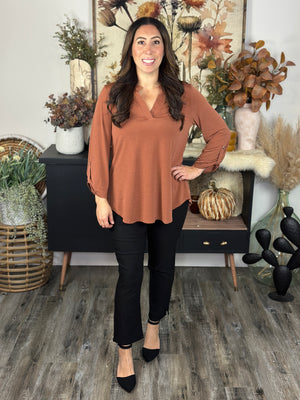 The Solid Wrinkle Free Lizzie Top - Rust (Small - 3X)