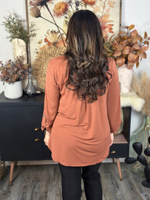 The Solid Wrinkle Free Lizzie Top - Rust (Small - 3X)