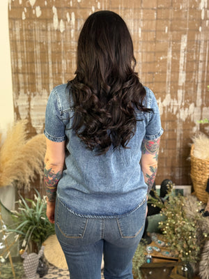 Short Sleeve Denim Top (Small - 3X)