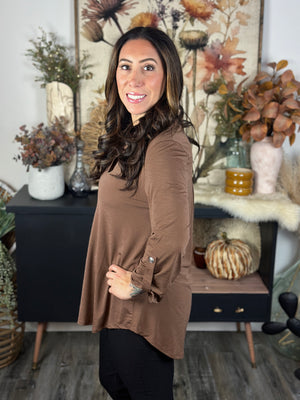 The Solid Wrinkle Free Lizzie Top - Dark Mocha (Small - 3X)