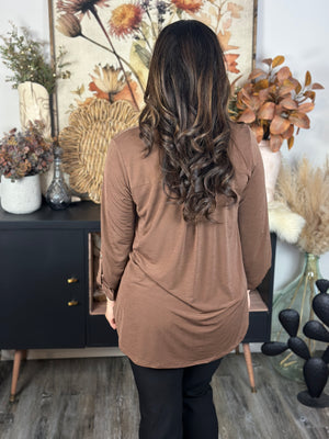 The Solid Wrinkle Free Lizzie Top - Dark Mocha (Small - 3X)