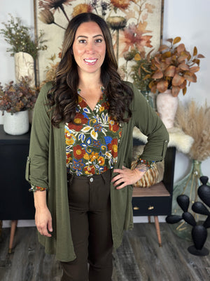 Wrinkle Free Cardigan - Olive (Small - 3X)