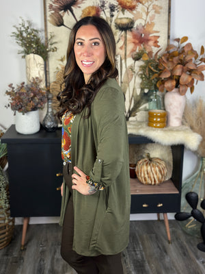 Wrinkle Free Cardigan - Olive (Small - 3X)
