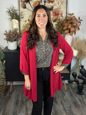 Wrinkle Free Cardigan - Red (Small - 3X) BESTSELLER