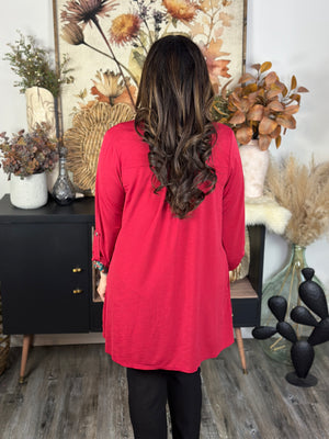 Wrinkle Free Cardigan - Red (Small - 3X) BESTSELLER