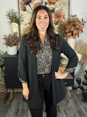 Wrinkle Free Cardigan - Black - (Small - 3X) BESTSELLER