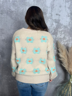 Darlin' Daisy Sweater - Taupe/Mint