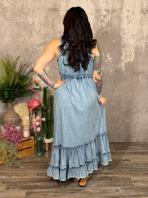 BoHo Style Denim Dress with Tassels