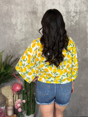 Lemon Front Tie Blouse (Small - 3X)