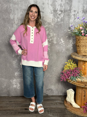 Mauve/White Sweater Top