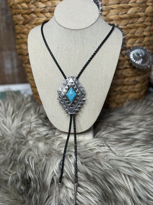 Geo Turquoise Bolo Necklace