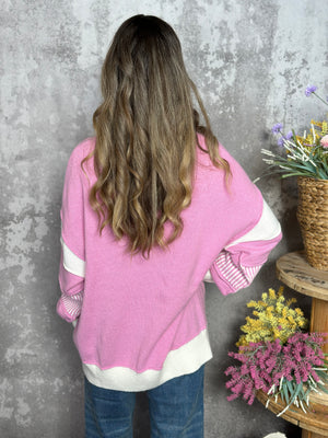 Mauve/White Sweater Top