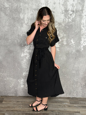 The Winnie Waist Tie Little Black Dress