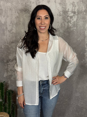 White Studded Blouse - (Small - 3X)