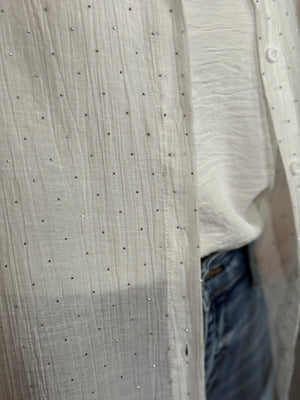 White Studded Blouse - (Small - 3X)