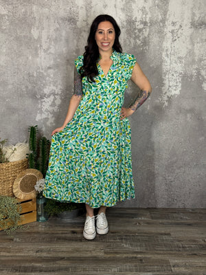 Green Watercolor Maxi Dress