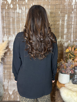 The Sadie Button Up Airflow Blouse - Black (Small - 3X)