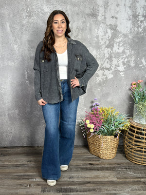 Vintage Wash Thermal Shacket - Black (Small - 3X)