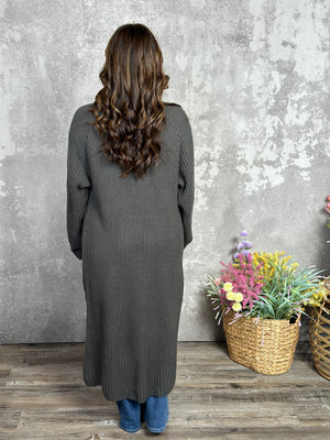Long Line Charcoal Cardigan