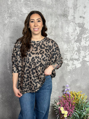 3/4 Sleeve Leopard Top (Small - 3X)