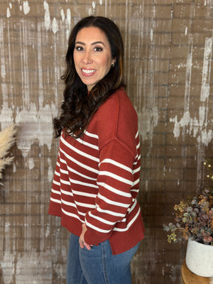 Exposed Seam Sweater - Rust