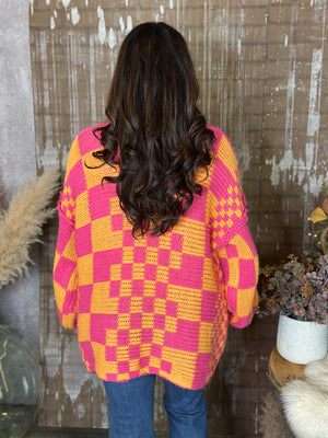 Vibrant Checker Cardigan